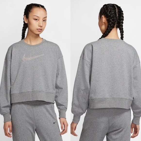 Nike Swoosh Training Crew Neck Chenille Sweatshirt Grey Size Small 2020 Pullover - Picture 1 of 12